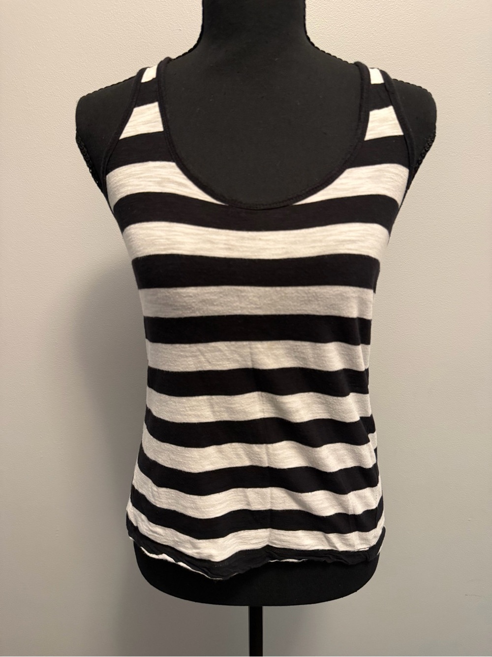 Ambiance Black & White Striped Scoop Racerback Tank